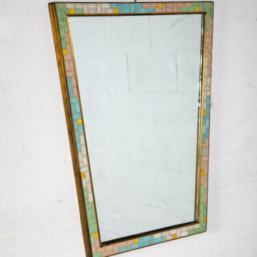 Mid Century Modern Mirror Wall Hanging Mosaic Brass Abstract Tile 1970s