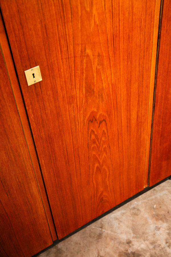 Mid Century Danish Closet Cabinet Armoire Teak Credenza Wardrobe German Locking - Image 11