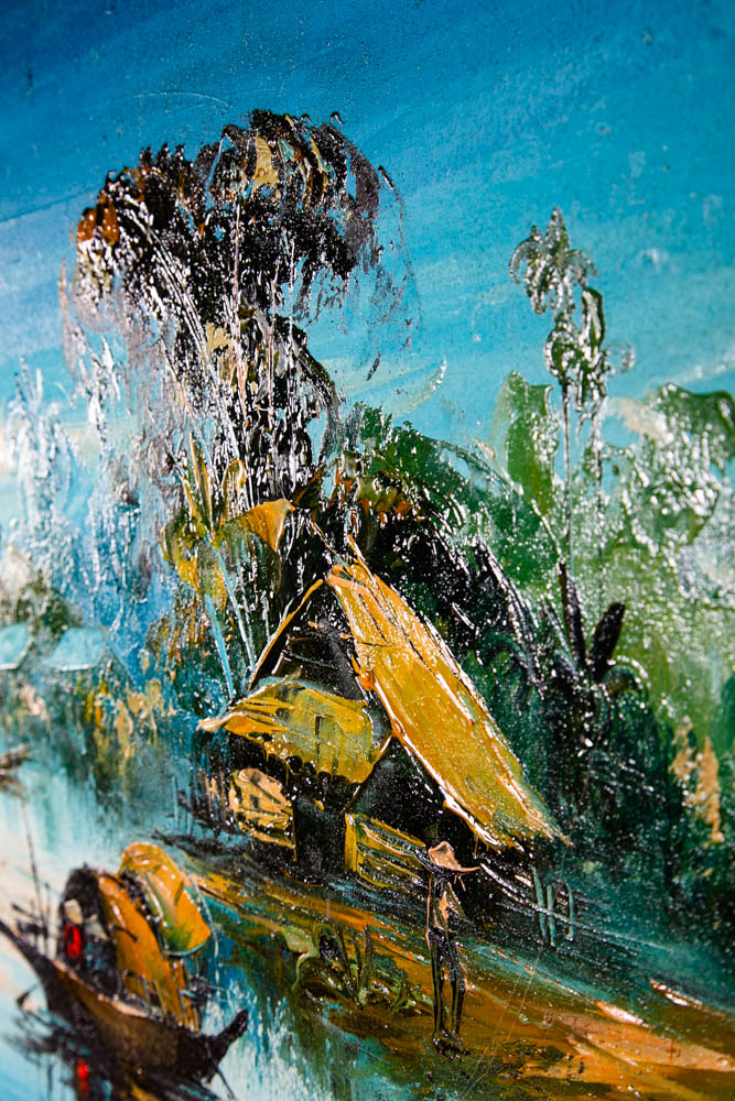 Mid Century Modern Painting Original Art Landscape River Scene Vintage 50x26 Mcm - Image 10