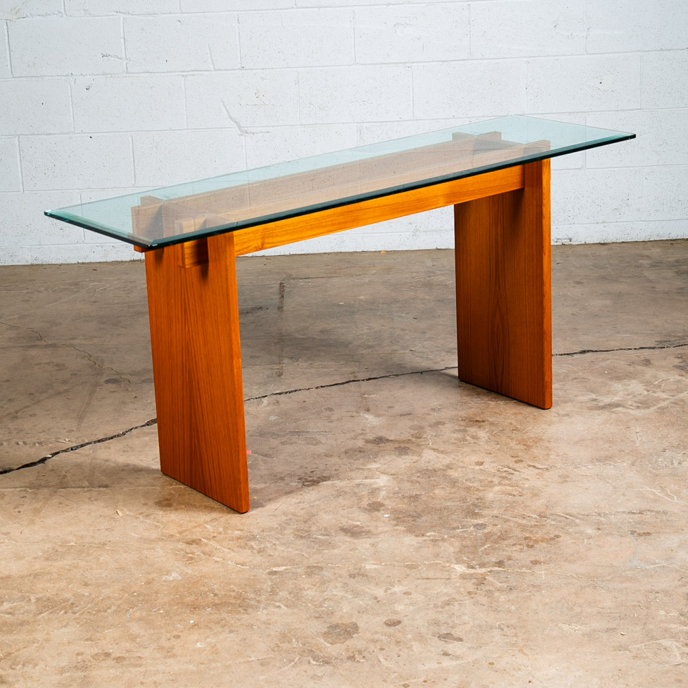 Mid Century Danish Modern Console Table Entry Sofa Glass Vintage Denmark Gaarde - Image 6