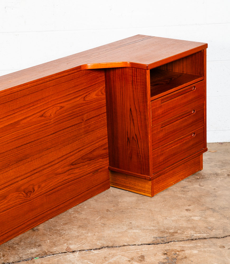 Mid Century Danish Modern Headboard Bed Frame King Headboard Nightstands Torring - Image 7