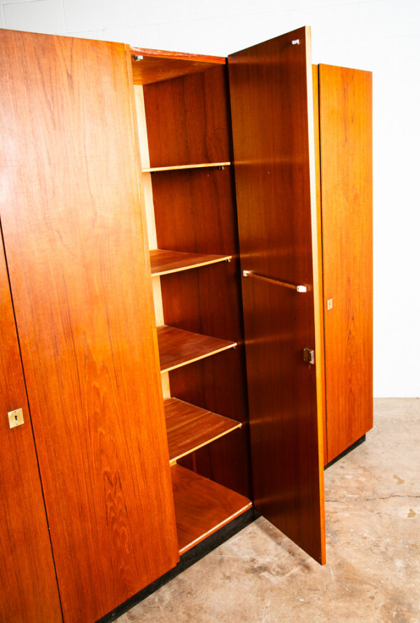 Mid Century Danish Closet Cabinet Armoire Teak Credenza Wardrobe German Locking - Image 6