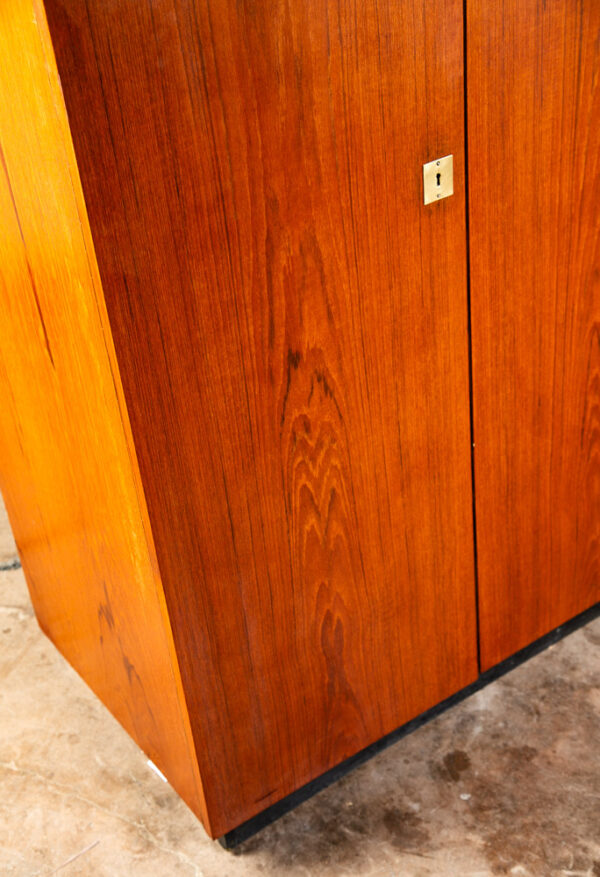 Mid Century Danish Closet Cabinet Armoire Teak Credenza Wardrobe German Locking - Image 12