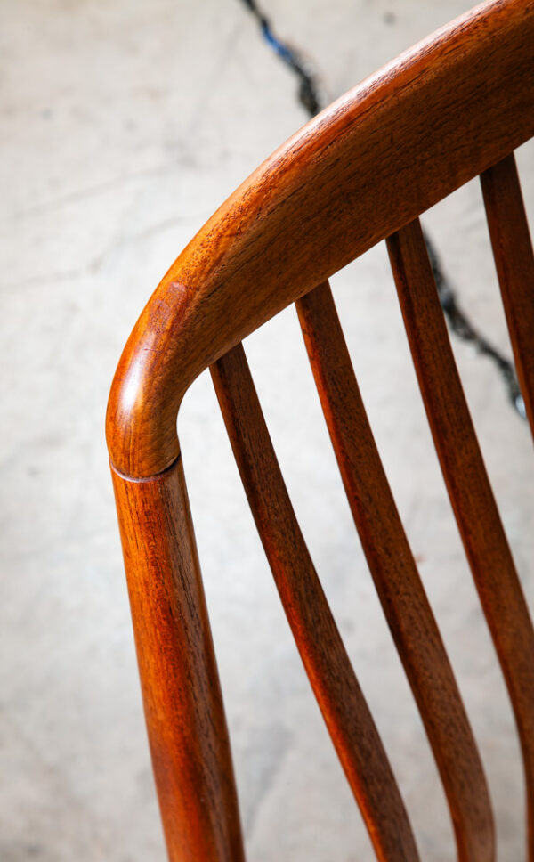 Mid Century Danish Modern Dining Chairs Pair Benny Linden Teak White Wool Two - Image 8
