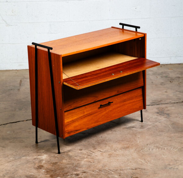 Mid Century Danish Modern Chest of Drawers Shoe Cabinet 3 Doors Solid Teak Iron - Image 5