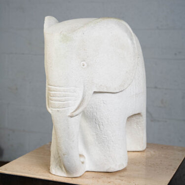Mid Century Modern Large Marbell by Stone Art Belgium Carved Elephant Statue MCM