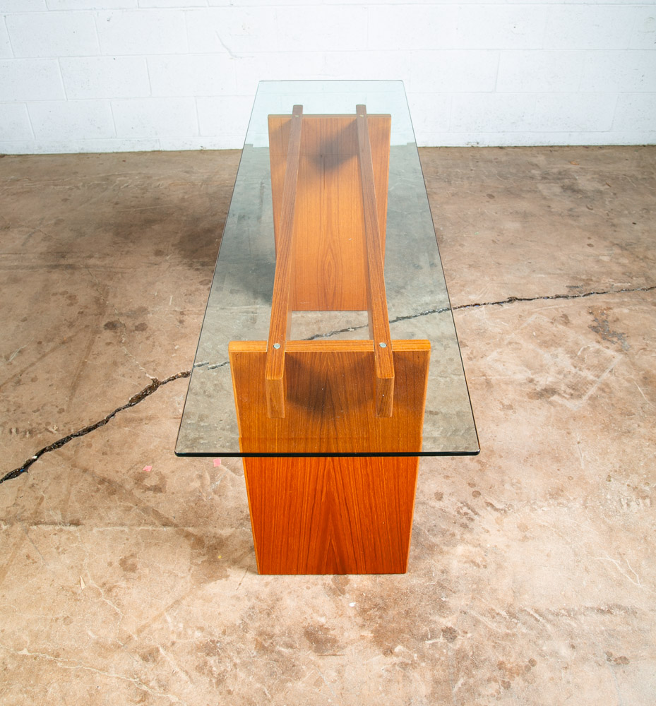 Mid Century Danish Modern Console Table Entry Sofa Glass Vintage Denmark Gaarde - Image 4