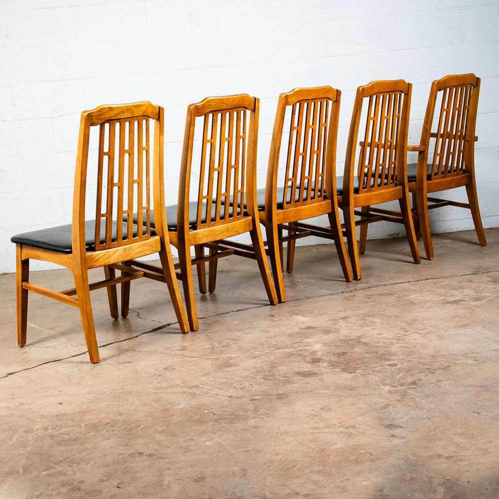 Mid Century Modern Dining Chairs Set 6 Hooker High Back W/ 2 Armchairs Captain - Image 3