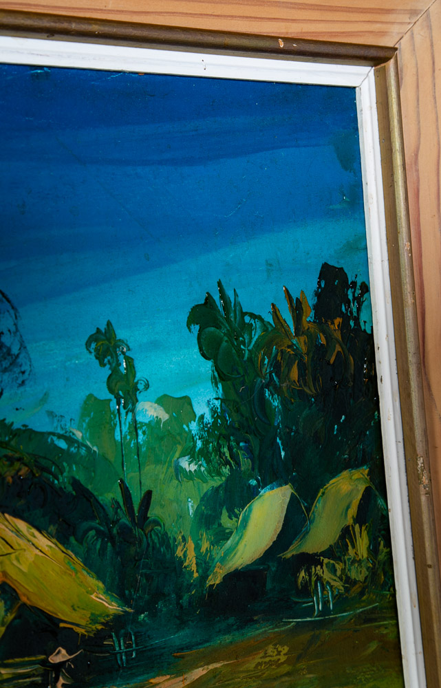 Mid Century Modern Painting Original Art Landscape River Scene Vintage 50x26 Mcm - Image 3