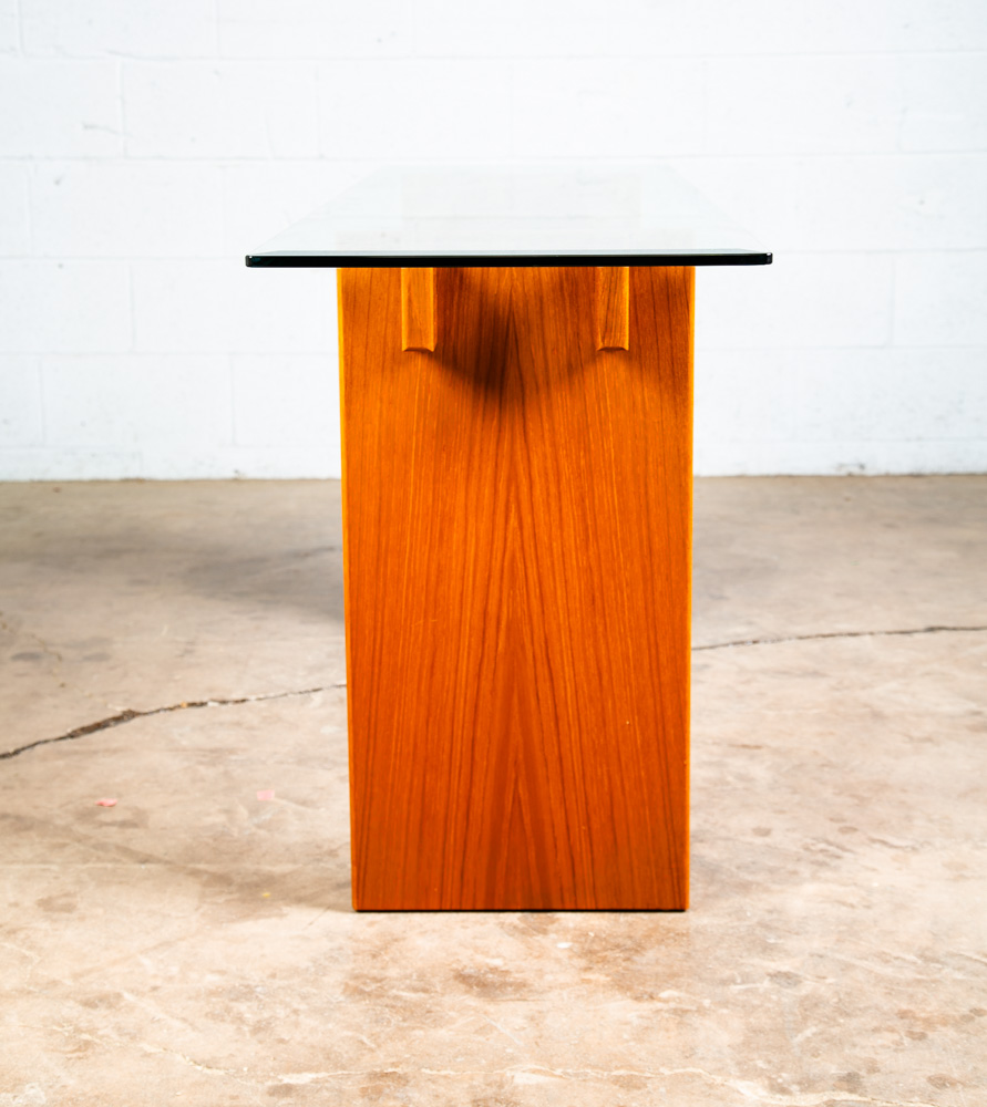 Mid Century Danish Modern Console Table Entry Sofa Glass Vintage Denmark Gaarde - Image 5