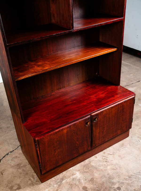 Mid Century Danish Modern Bookshelf Cabinet Brazilian Rosewood Doors Omann Jun 1 - Image 7