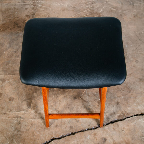 Mid Century Modern Bar Stool Erik Buch Solid Teak Danish Black Leather Vintage - Image 6