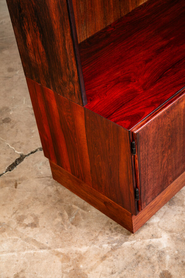 Mid Century Danish Modern Bookshelf Cabinet Brazilian Rosewood Doors Omann Jun 1 - Image 10