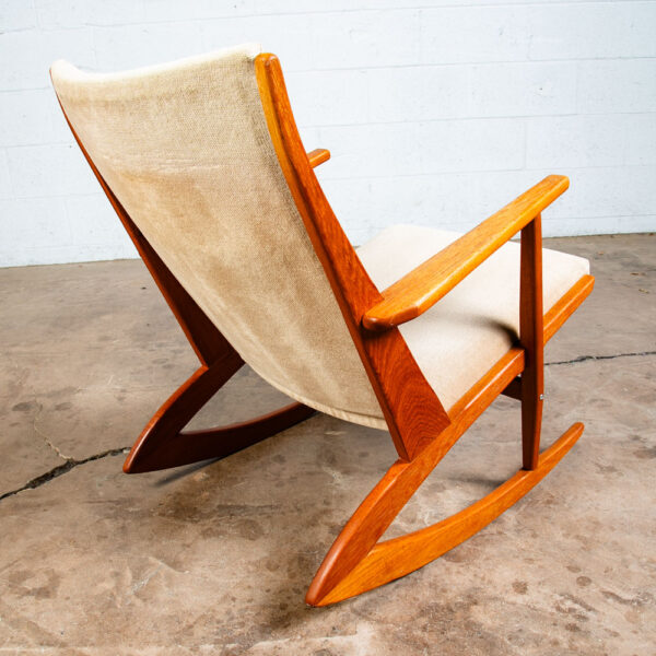 Mid Century Danish Modern Rocking Chair Teak Georg Jensen 97 Rocker Tan Tønder - Image 4