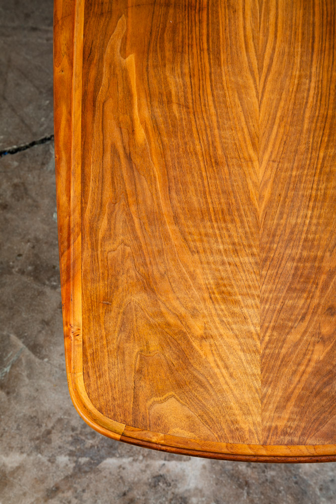 Mid Century Modern Coffee Table Oval Rounded Walnut Wood Denmark Mcm Vintage - Image 6
