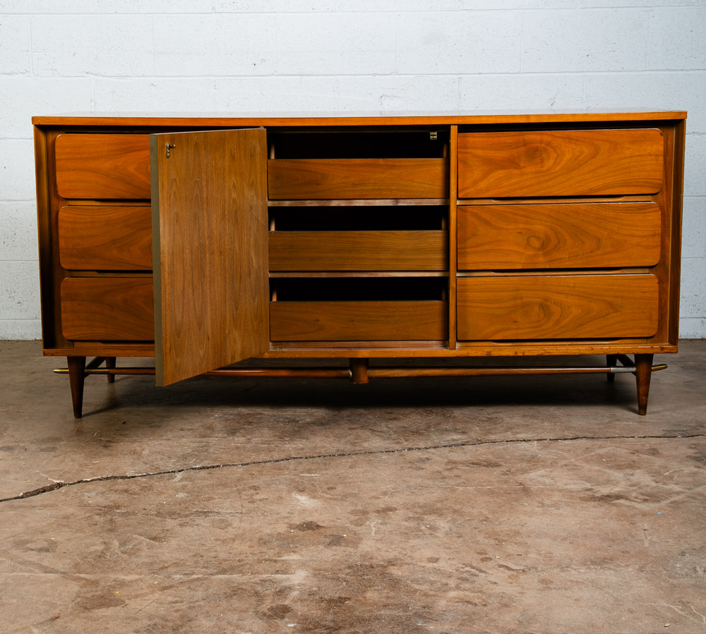 Mid Century Modern Dresser Credenza 9 Drawer Basic Witz Walnut Vintage Mcm Mint - Image 6