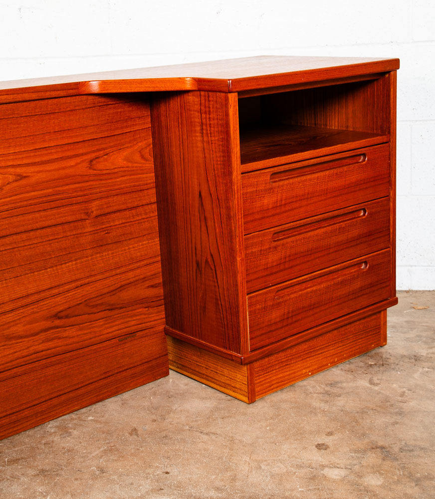 Mid Century Danish Modern Headboard Bed Frame King Headboard Nightstands Torring - Image 6