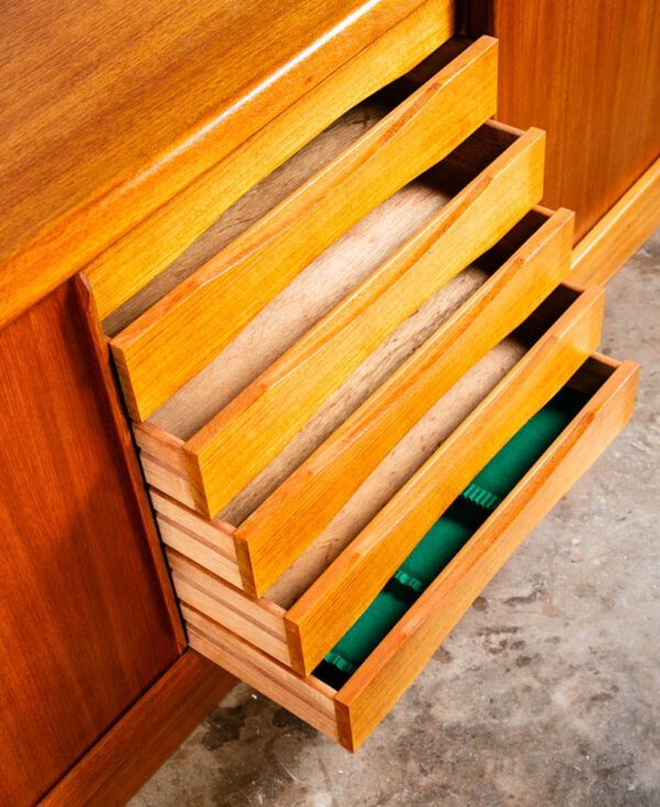Mid Century Danish Modern Credenza Sideboard Dyrlund Teak Drawer 2 Doors Denmark - Image 6