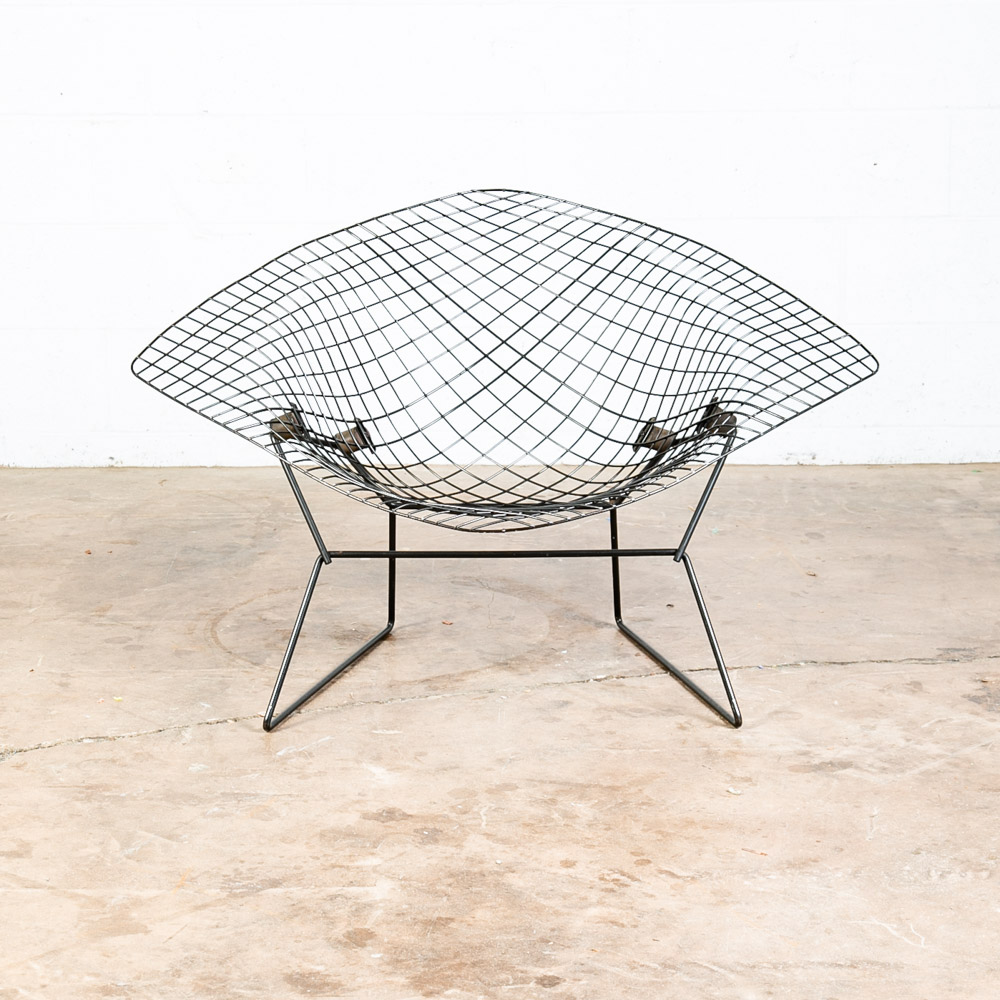 Mid Century Modern Lounge Diamond Chair Harry Bertoia Knoll Black Large Mcm LG - Image 11