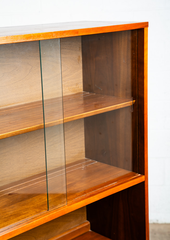 Mid Century Modern China Cabinet Hutch Glass Display Walnut Furniture Drawers - Image 9