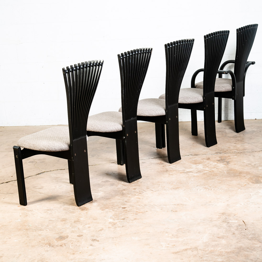 Mid Century Modern Dining Chairs Set 6 Totem Westnofa Black Torstein Nilsen Arms - Image 2