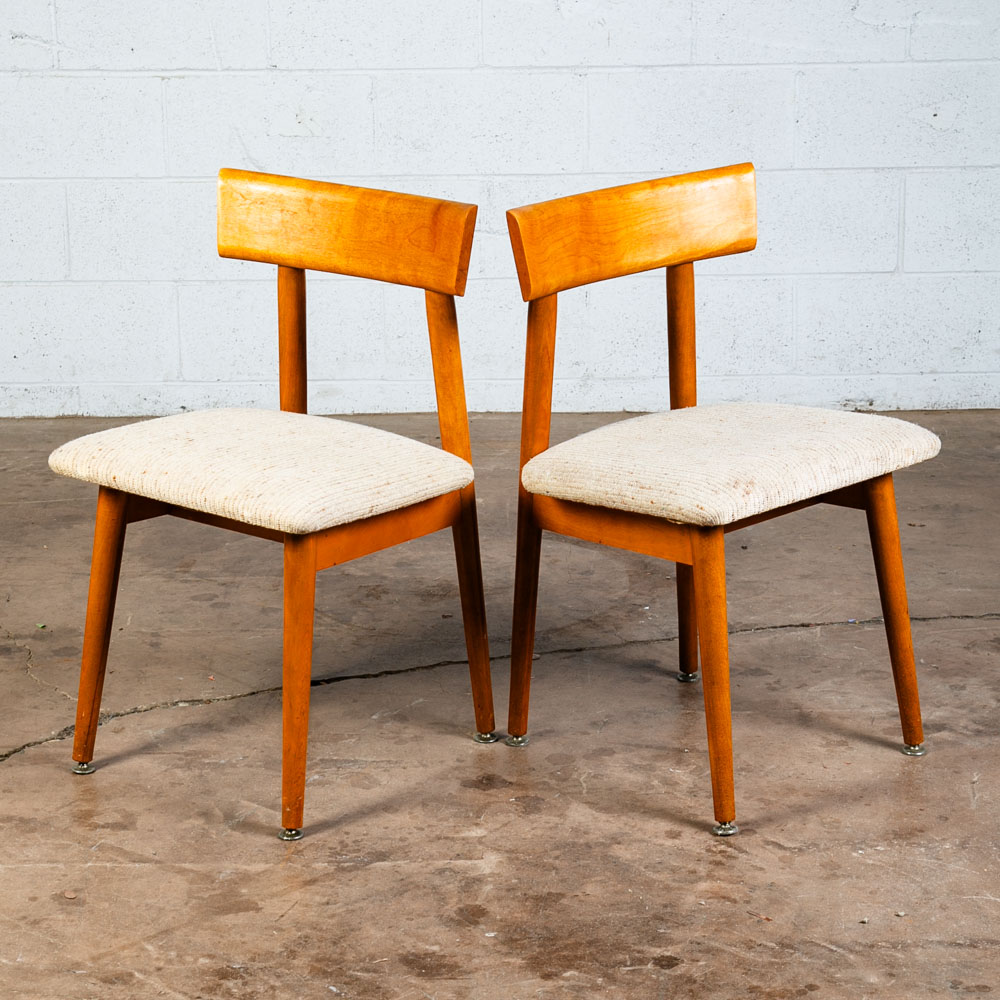 Mid Century Modern Dining Chairs Set 4 Conant Ball Russell Wright Maple White - Image 3