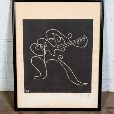 Mid Century Modern Art Print Tomas Belsky Abstract Black White Sign Music Mcm #2