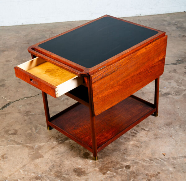 Mid Century Modern Serving Bar Cart Teak Black Liquor Trolley Ludvig Pontoppidan - Image 8