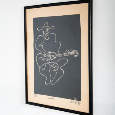Mid Century Modern Art Print Tomas Belsky Abstract Black White Sign Music Slack