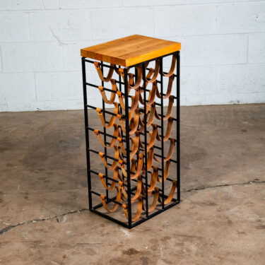 Mid Century Modern Wine Rack Arthur Umanoff Iron Leather Iron Vintage 21 Bottles