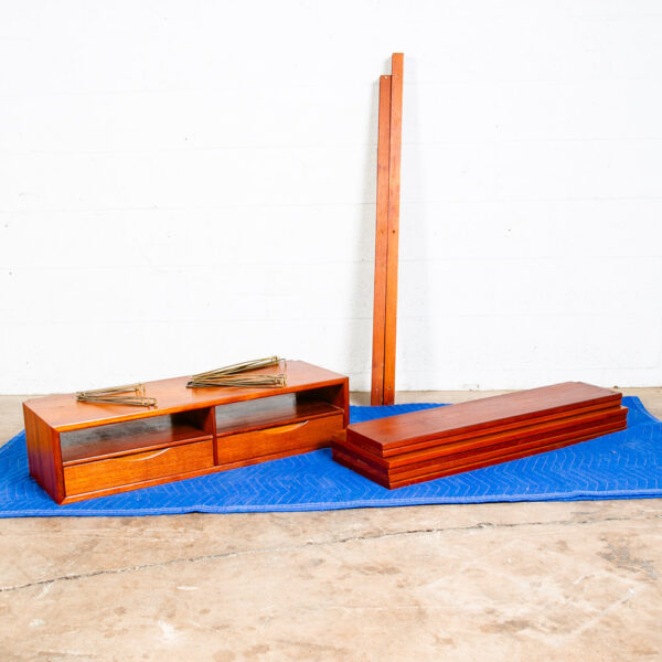 Mid Century Danish Modern Wall Unit Teak Wood Poul Cadovius Cado Modular Shelves