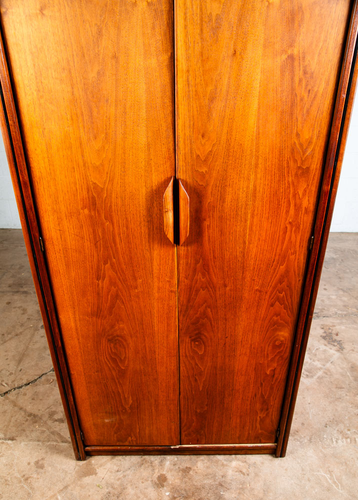 Mid Century Modern Armoire Wardrobe Doors Closet Solid Walnut Vintage Danish Bar - Image 12
