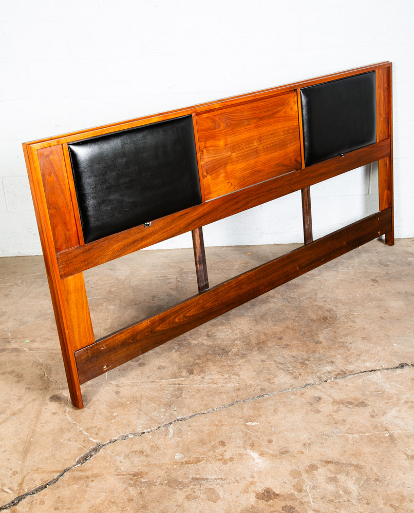 Mid Century Modern Headboard Bed Frame Walnut Storage King Brown Saltman Keal - Image 3