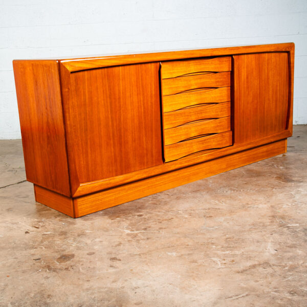 Mid Century Danish Modern Credenza Sideboard Dyrlund Teak Drawer 2 Doors Denmark