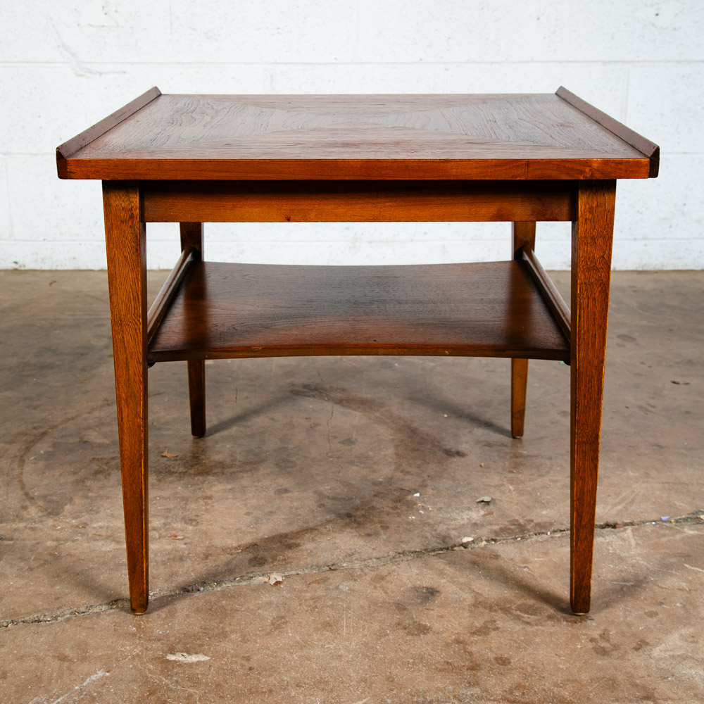 Mid Century Modern End Side Tables Nightstands Set American Martinsville Walnut - Image 8