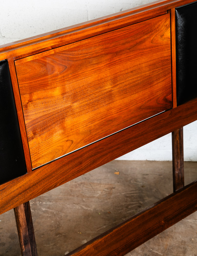 Mid Century Modern Headboard Bed Frame Walnut Storage King Brown Saltman Keal - Image 9