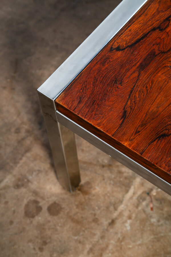Mid Century Danish Modern Coffee Table Brazilian Rosewood Large 60x38" Steel Mcm - Image 8