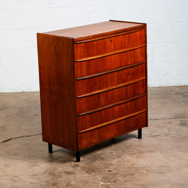 Mid Century Danish Modern Dresser Highboy 6 Drawer Teak Denmark Locking Vintage - Image 10