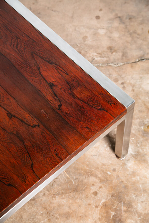 Mid Century Danish Modern Coffee Table Brazilian Rosewood Large 60x38" Steel Mcm - Image 7