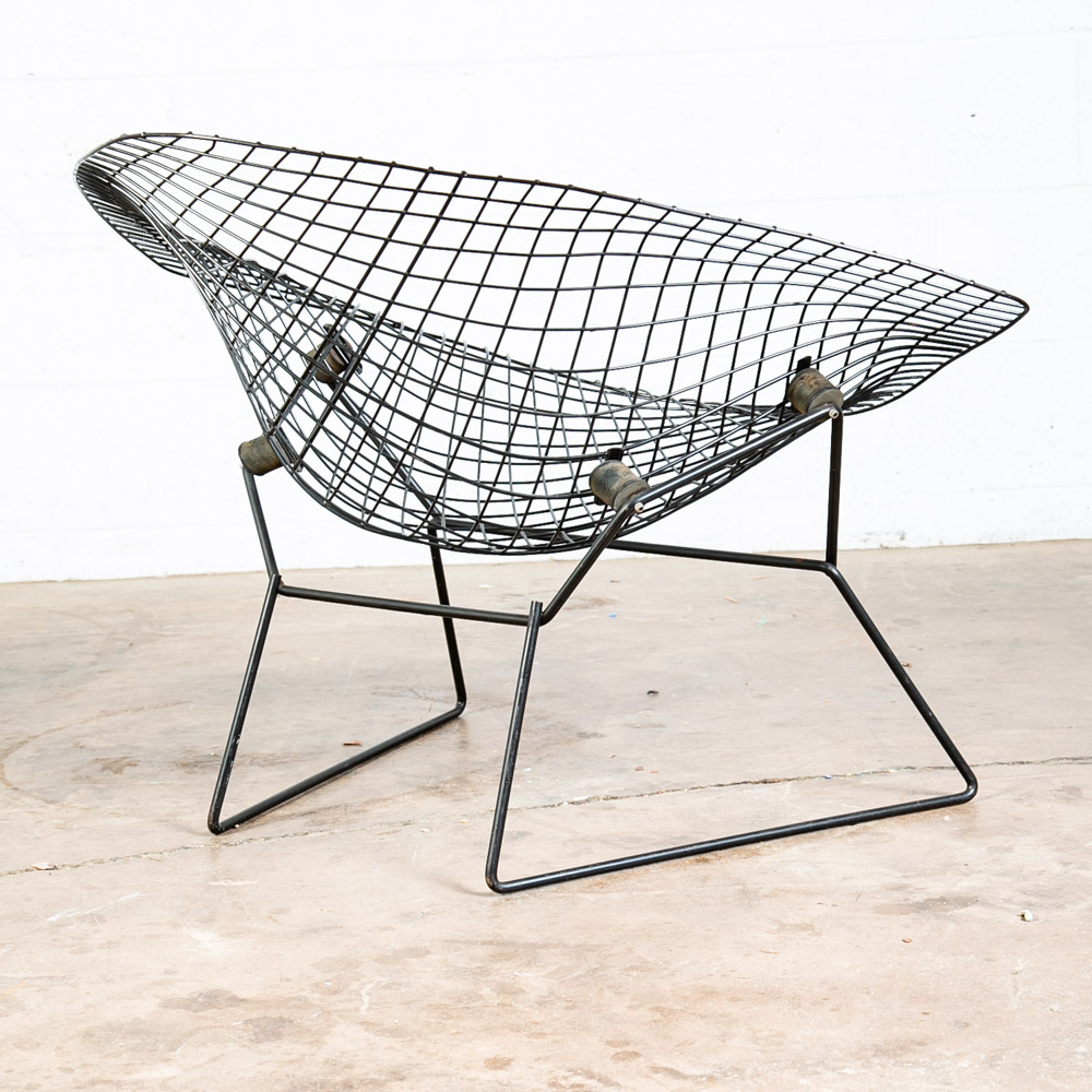Mid Century Modern Lounge Diamond Chair Harry Bertoia Knoll Black Large Mcm LG - Image 4
