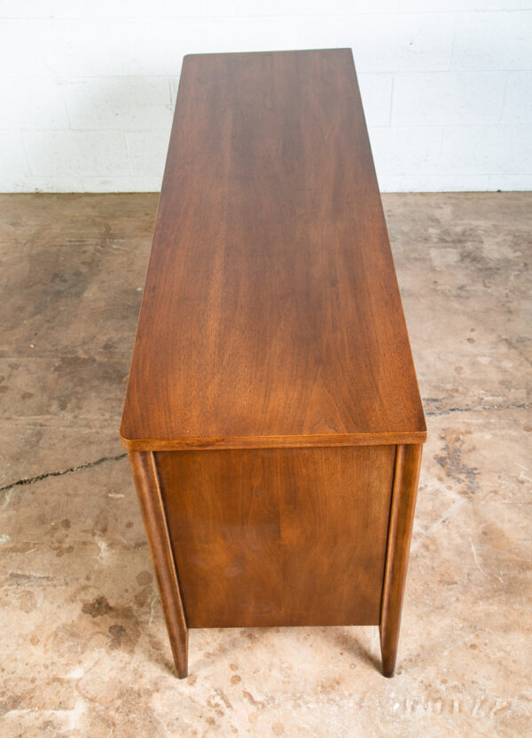 Mid Century Modern Credenza Cabinet Broyhill Saga Wide 3 Drawer Walnut Solid Mcm - Image 5