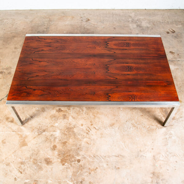 Mid Century Danish Modern Coffee Table Brazilian Rosewood Large 60x38" Steel Mcm - Image 3