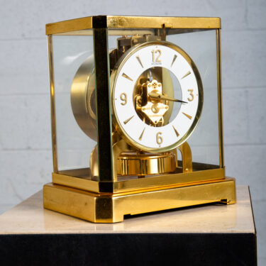 Mid Century Modern Clock Mantle Brass Le Coultre Atmos 15 Jewel Jaeger Gold Work
