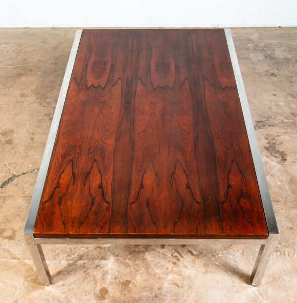 Mid Century Danish Modern Coffee Table Brazilian Rosewood Large 60x38" Steel Mcm - Image 10
