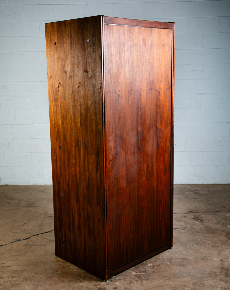 Mid Century Modern Armoire Wardrobe Doors Closet Solid Walnut Vintage Danish Bar - Image 5