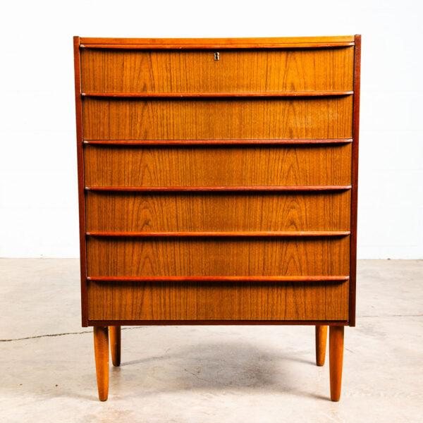 Mid Century Danish Modern Highboy Dresser 6 Drawer Teak Denmark Vintage Mcm Legs - Image 2