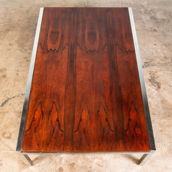 Mid Century Danish Modern Coffee Table Brazilian Rosewood Large 60x38" Steel Mcm - Image 2