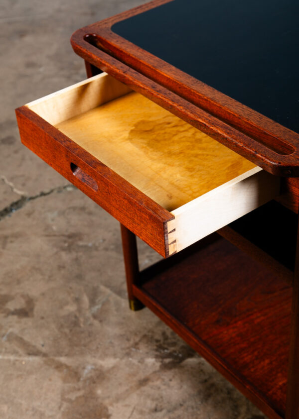 Mid Century Modern Serving Bar Cart Teak Black Liquor Trolley Ludvig Pontoppidan - Image 10