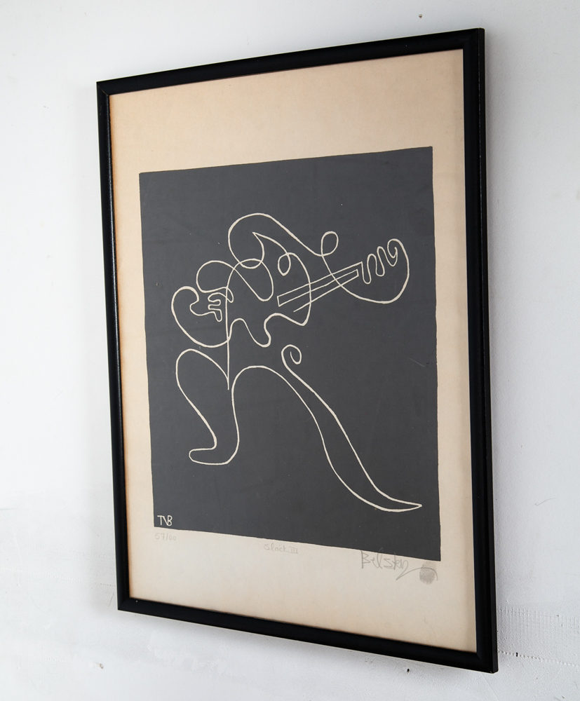 Mid Century Modern Art Print Tomas Belsky Abstract Black White Sign Music Mcm #2 - Image 5