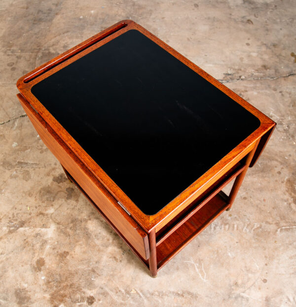 Mid Century Modern Serving Bar Cart Teak Black Liquor Trolley Ludvig Pontoppidan - Image 7